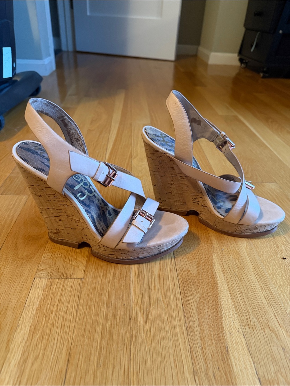 Sam Edelman nude Wedge Sandals with Cork Heel